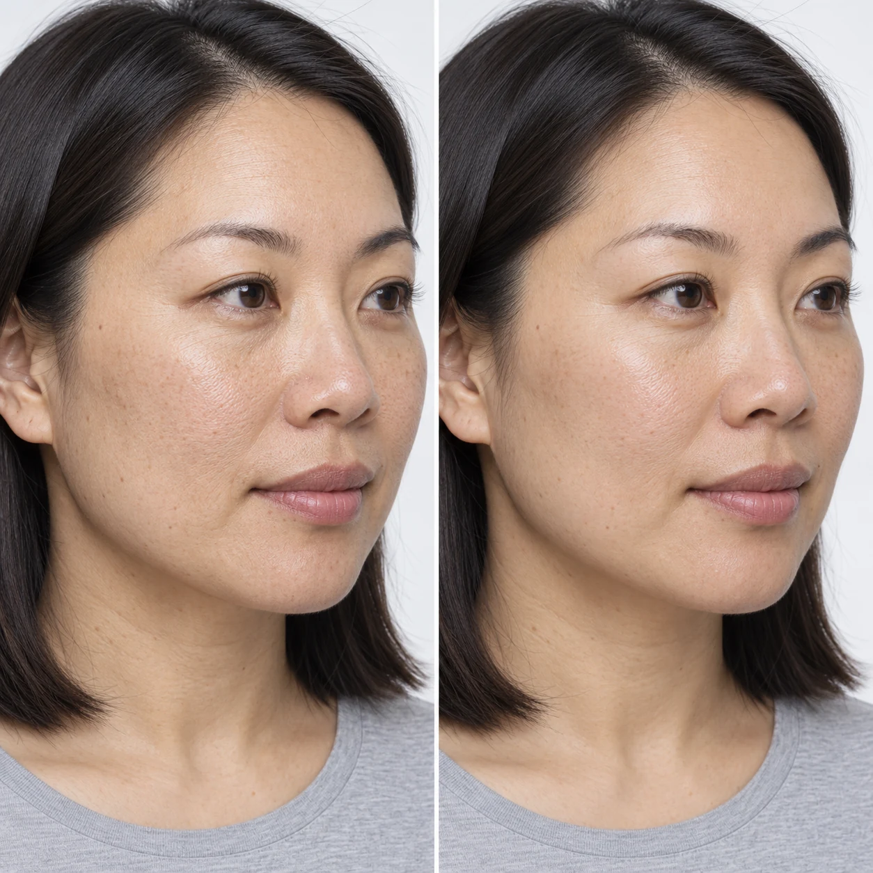 Simulated subtle hydration change in an adult face