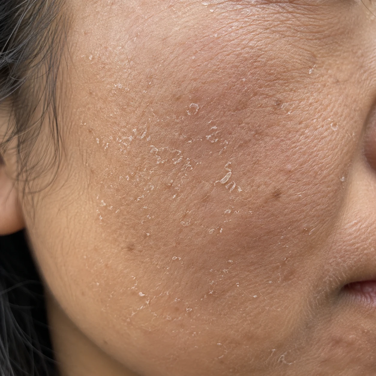Close-up of dry-looking skin