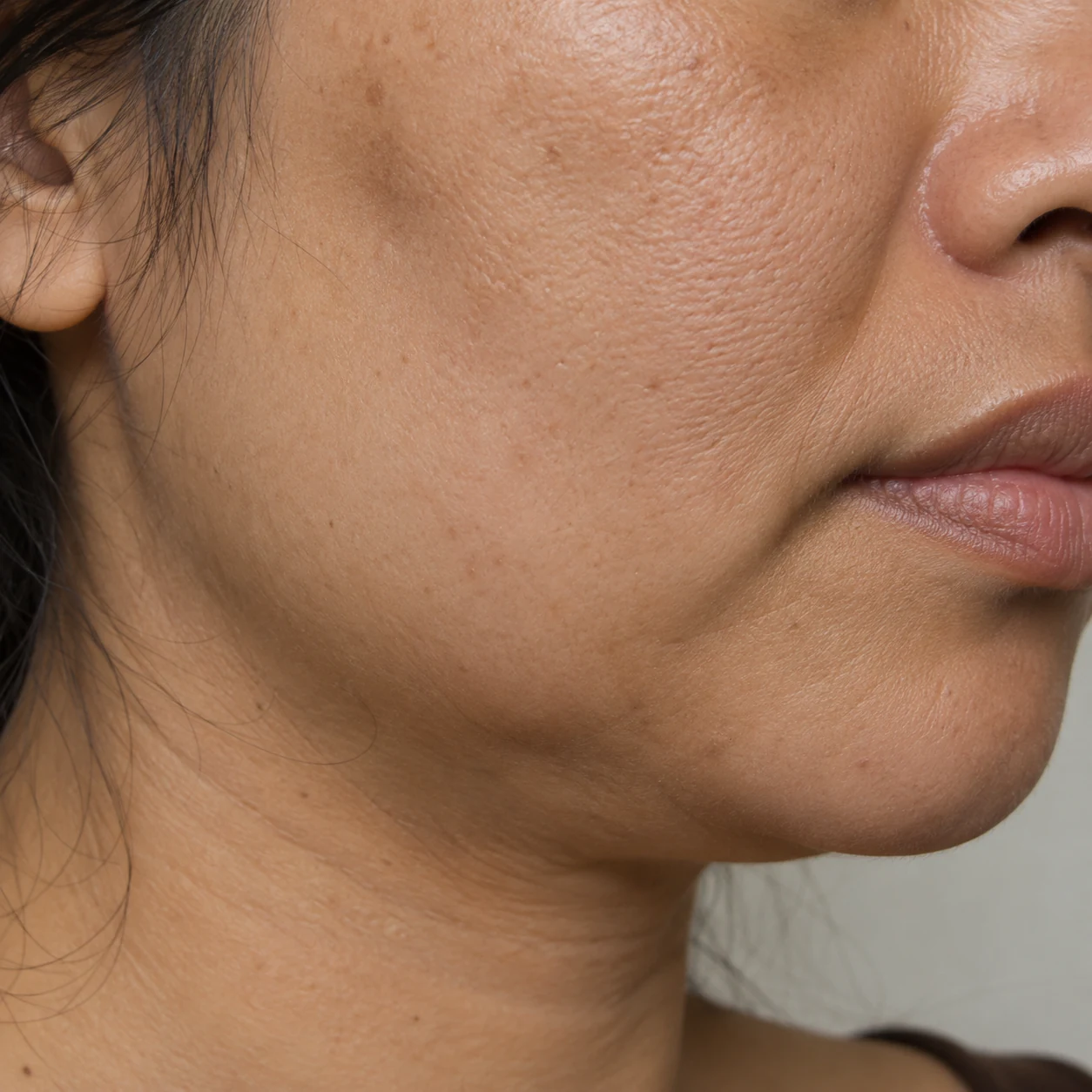 Close-up of skin suppleness