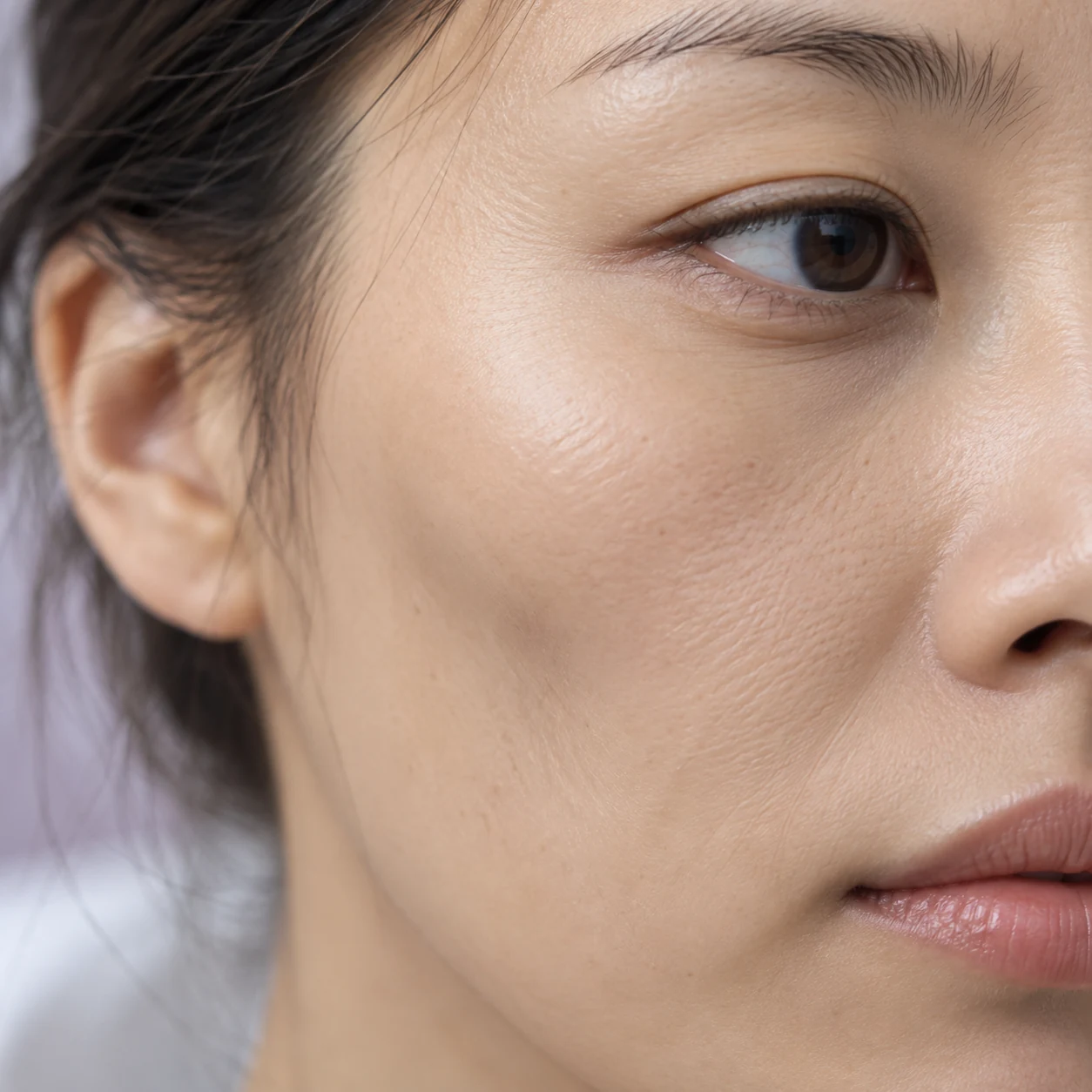 Close-up of cheek contour