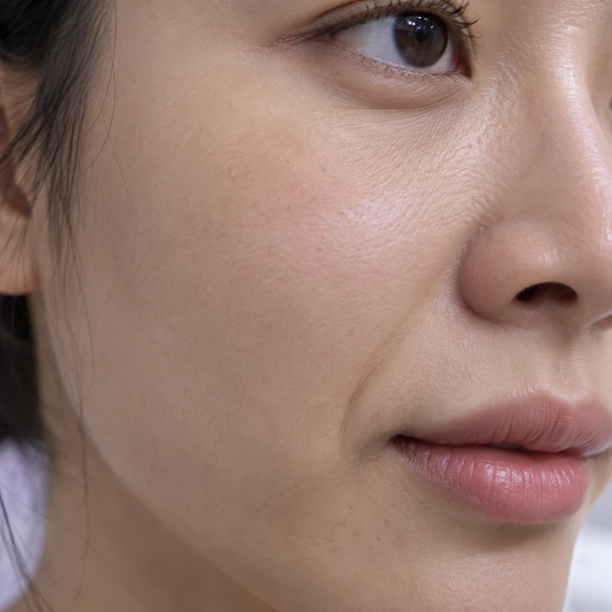 Close-up of facial folds