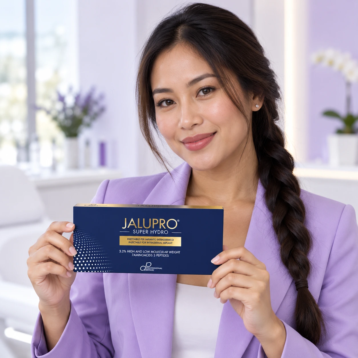 Model dewasa lain memegang bungkusan Jalupro Super Hydro