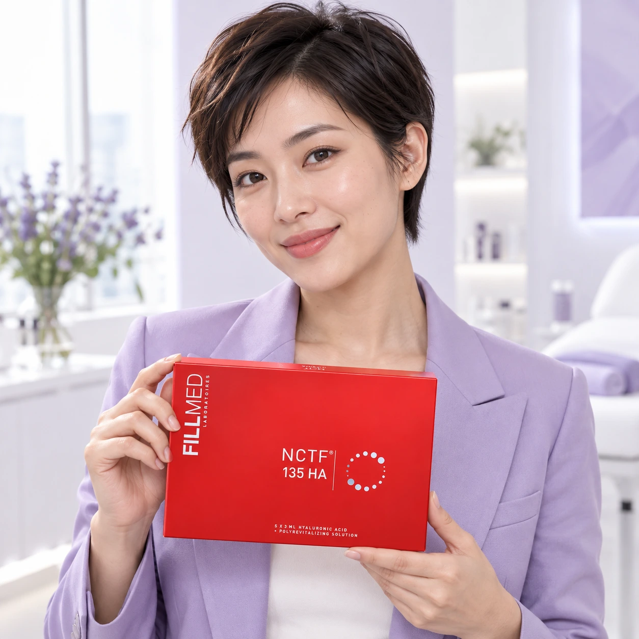 A different adult model holding NCTF 135 HA packaging
