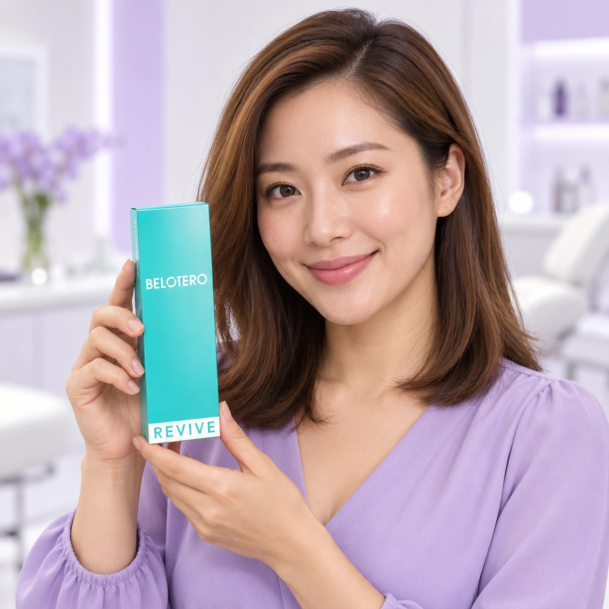 Model dewasa mempersembahkan pembungkusan Belotero Revive