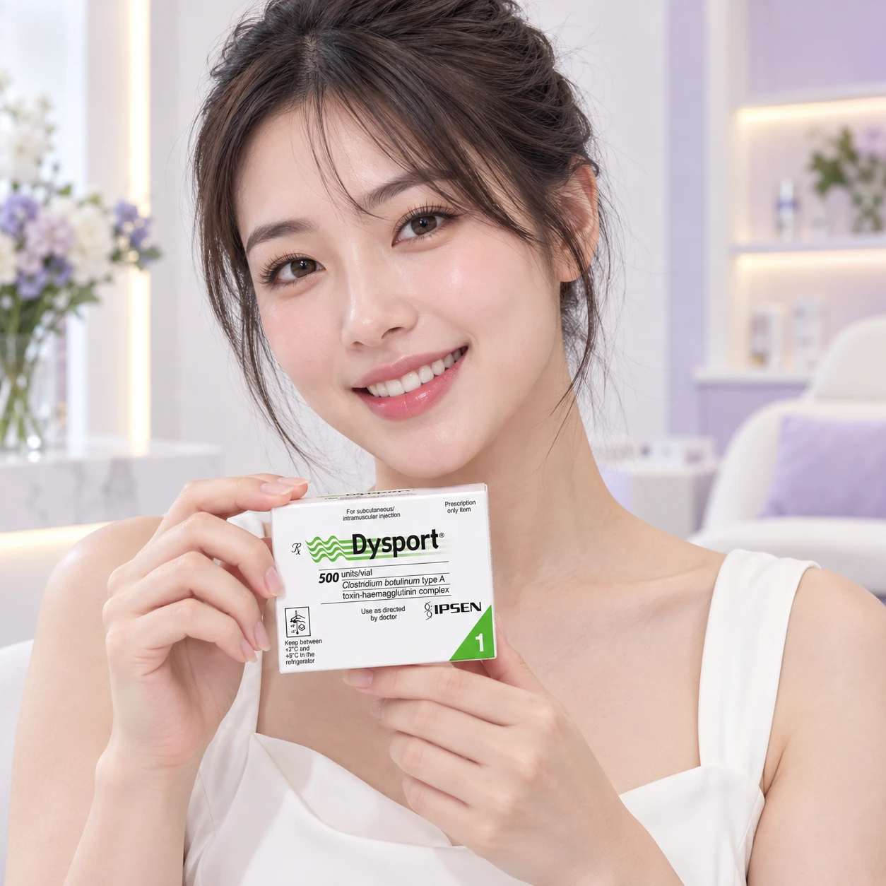 另一位成人模特展示 Dysport 产品