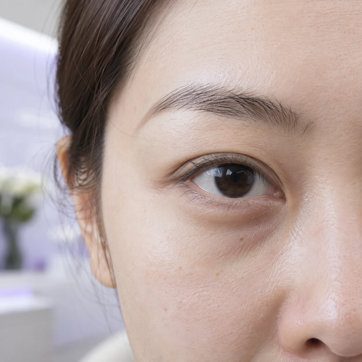 眼下凹陷近照