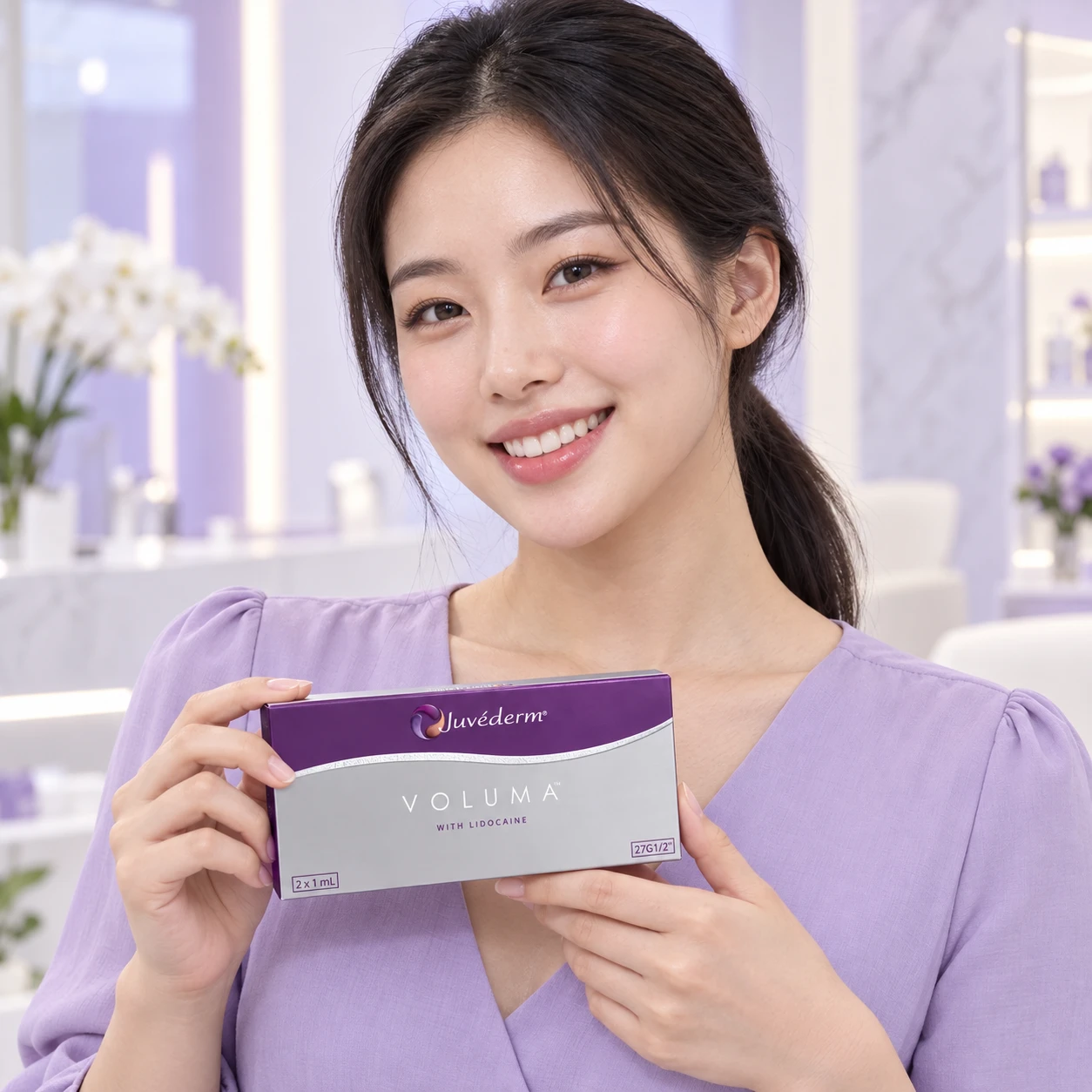 成年模特展示 Juvéderm 產品