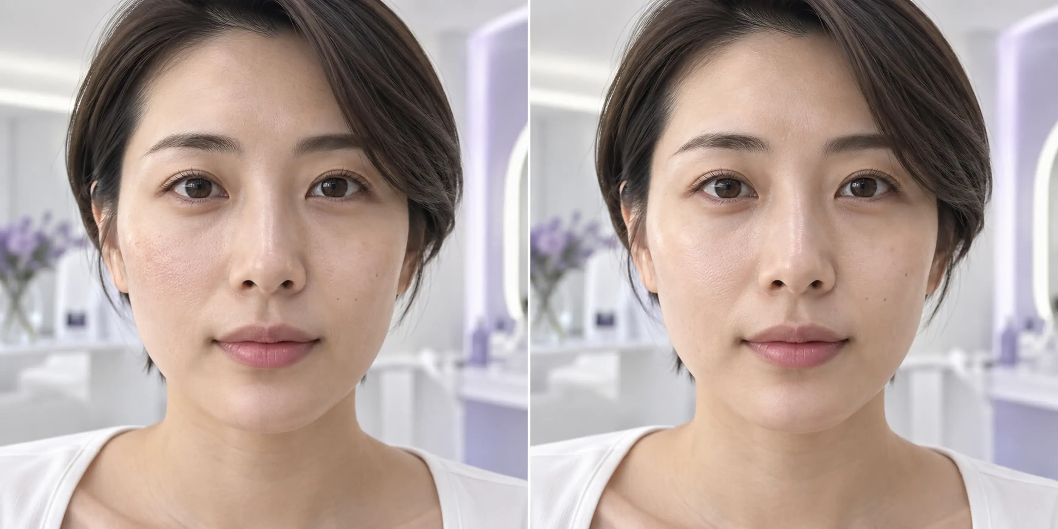 Visible surface texture in an adult face