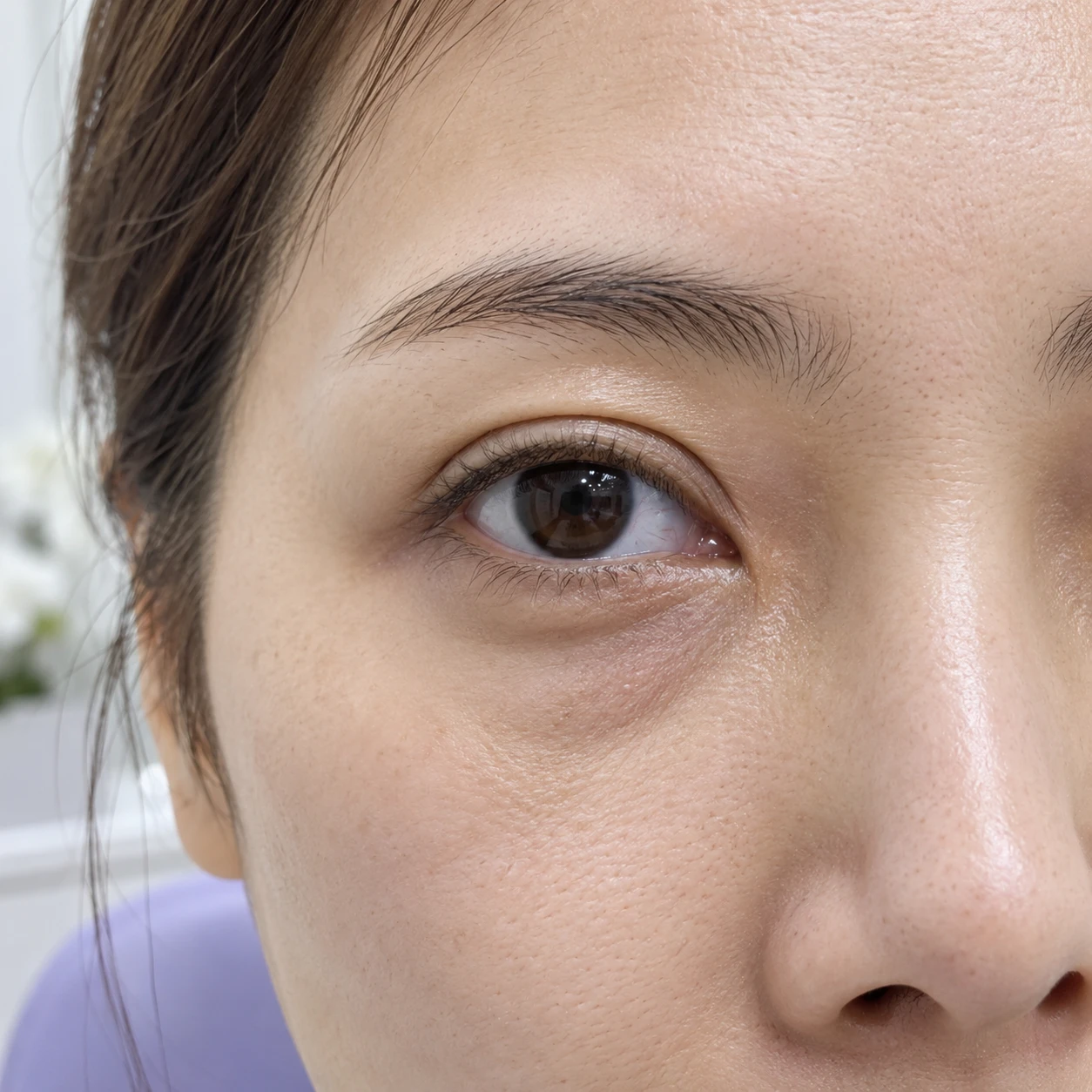 Close-up of under-eye hollows