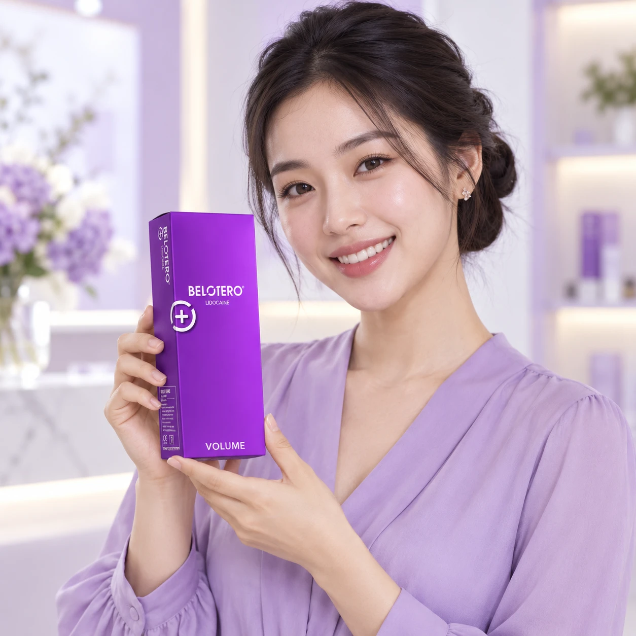 Model dewasa mempersembahkan produk Belotero Volume
