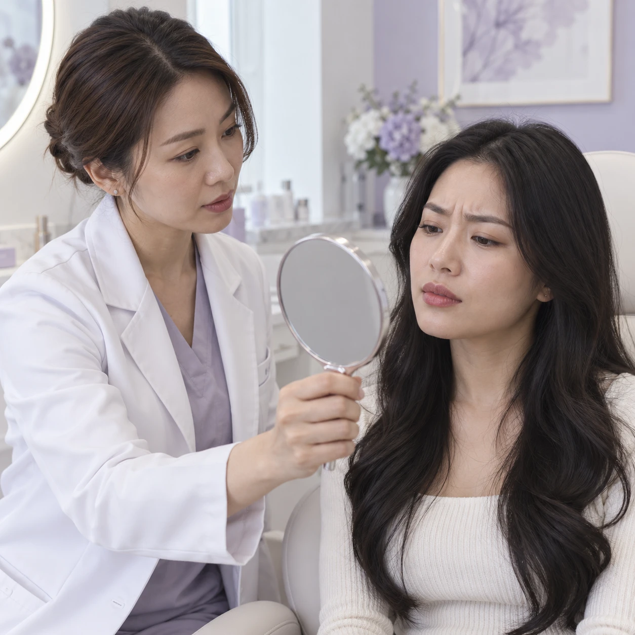 臨床人員與成人患者討論 Xeomin 和表情紋