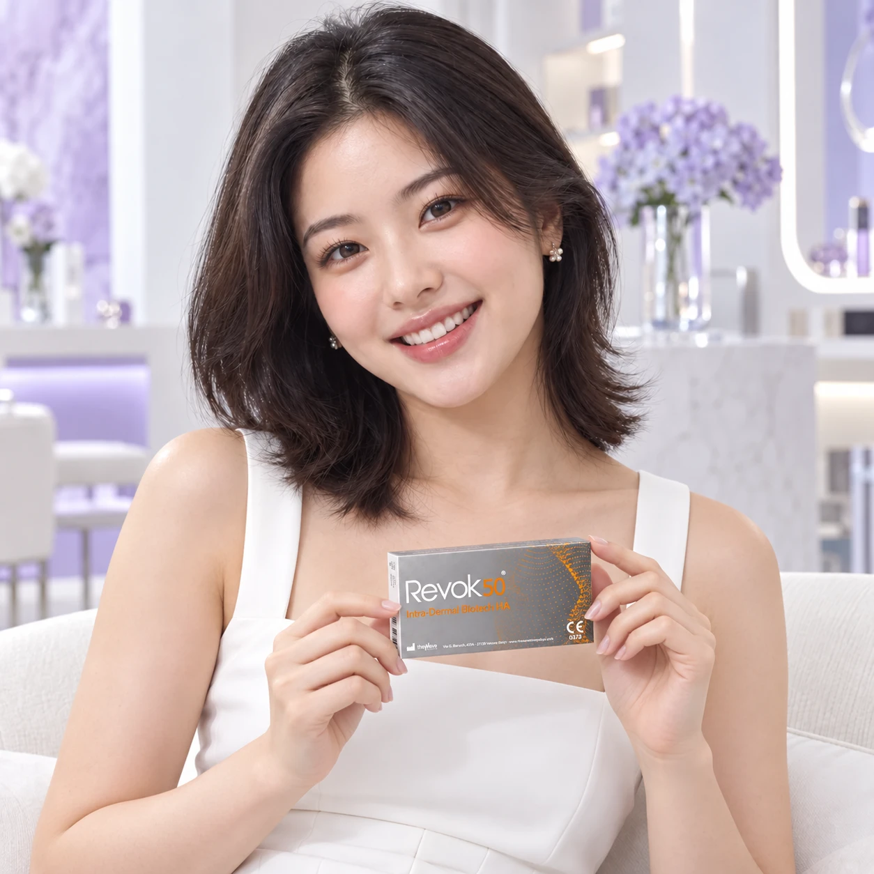 另一成年模特手持 Revok50 肤质注射 产品