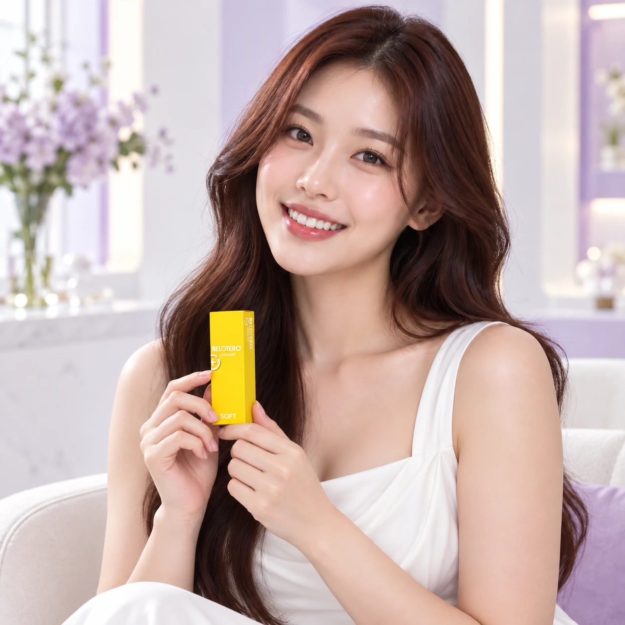 另一位成年模特手持 Belotero Soft 产品