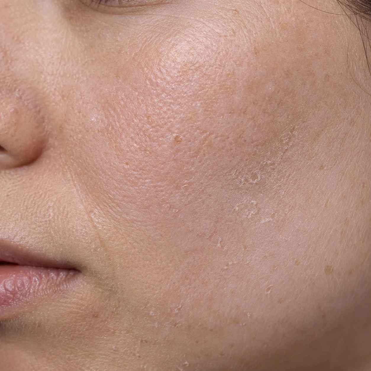 Close-up of dry cheek
