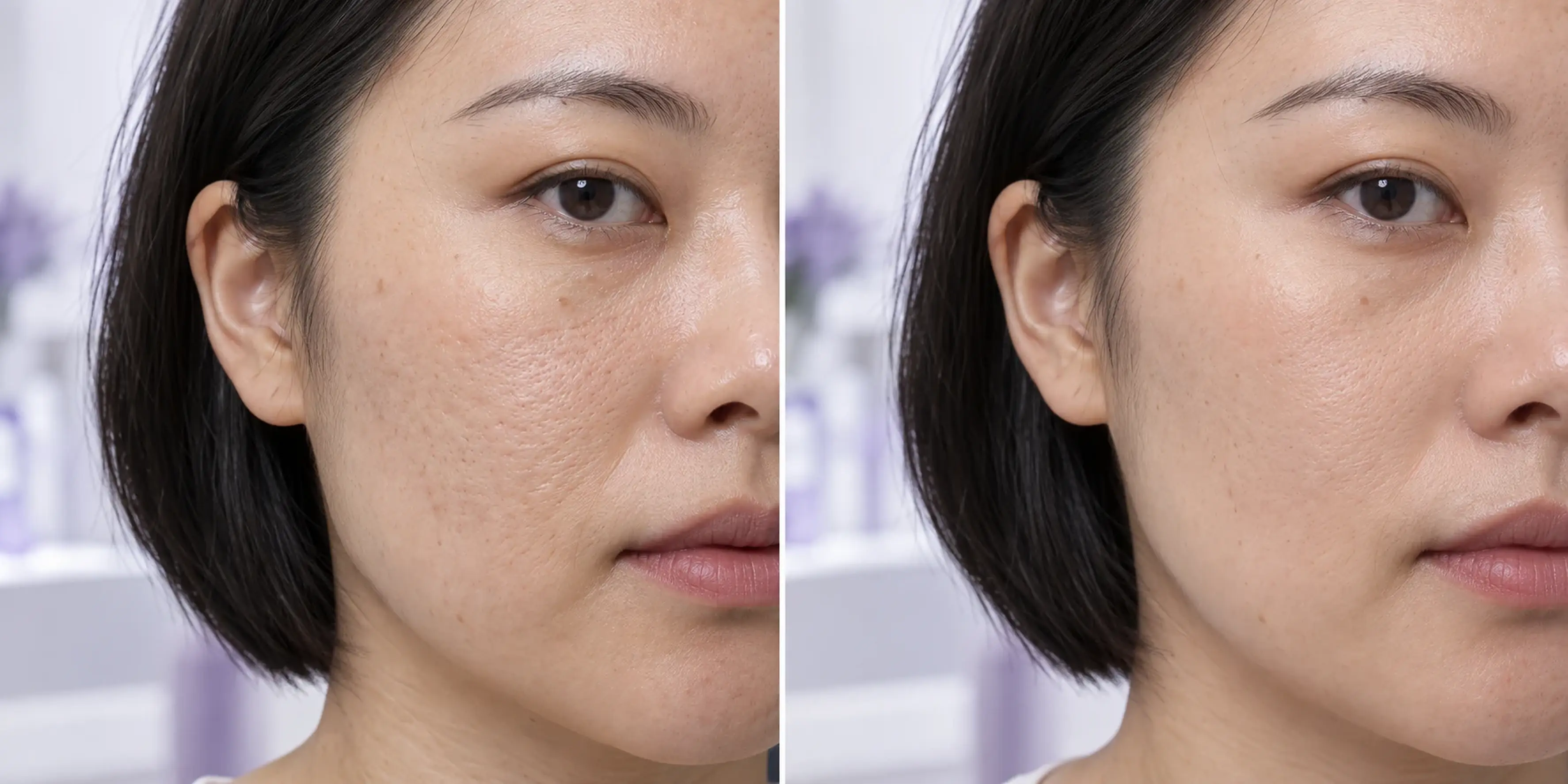 Visible surface texture in an adult face