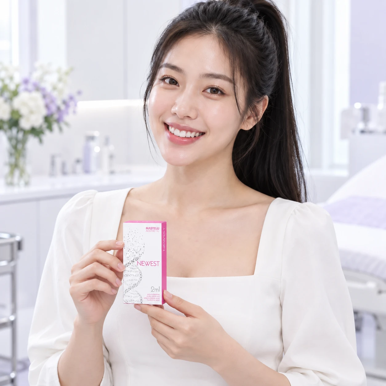 A different adult model holding NEWEST (Mastelli) product