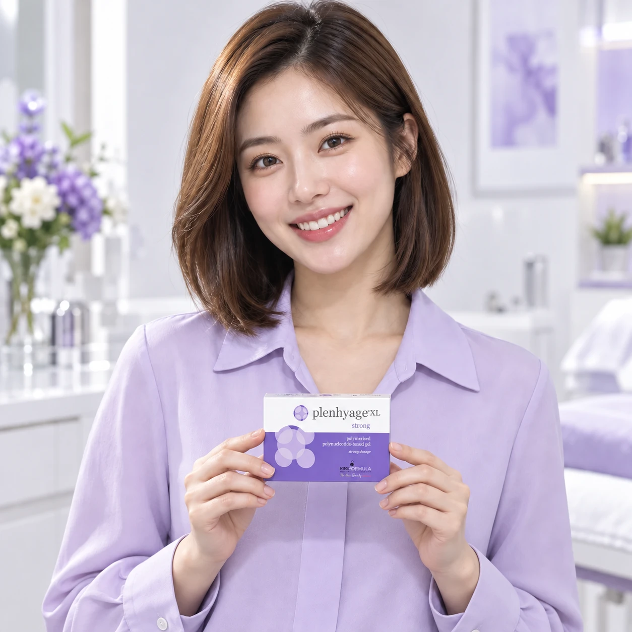 A different adult model holding Plenhyage XL Strong product