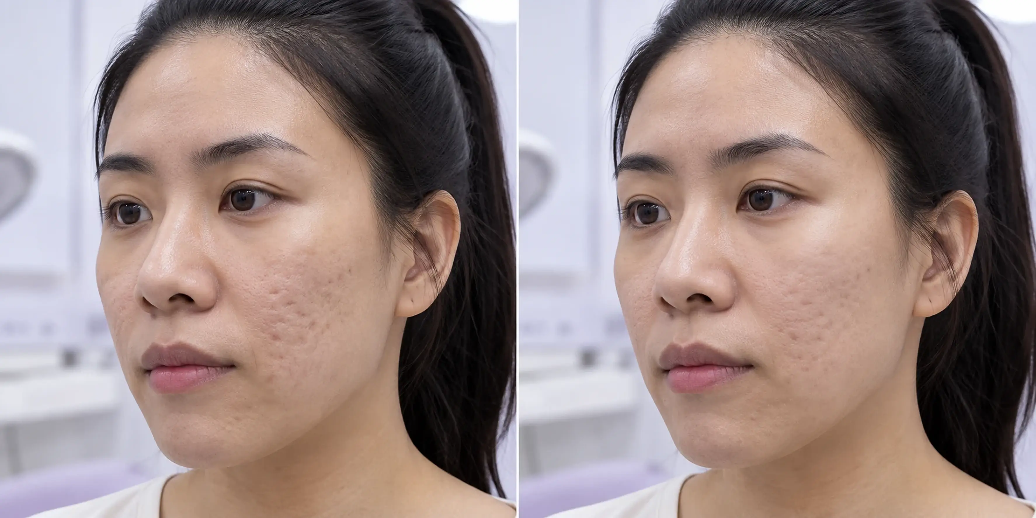 Visible surface texture in an adult face