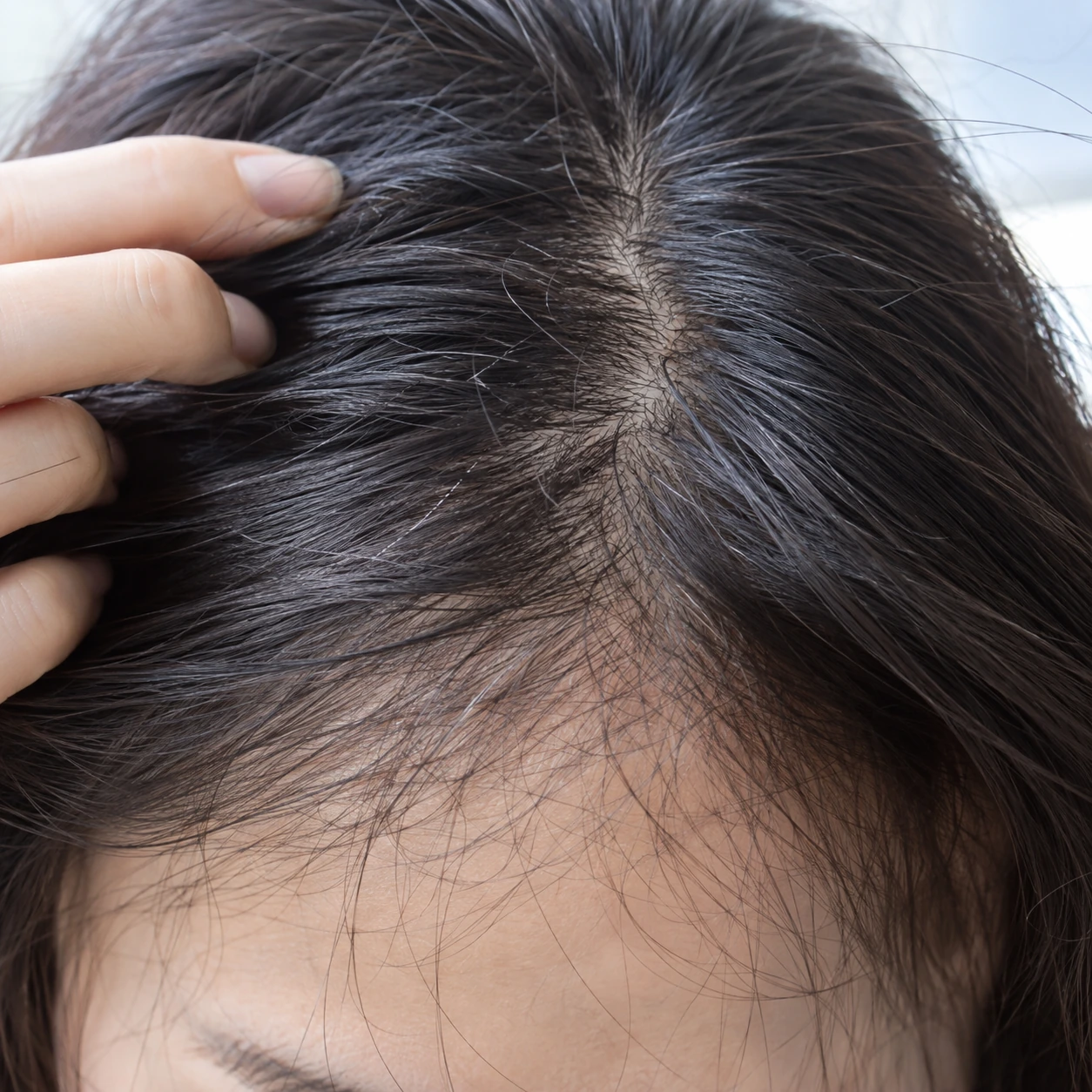 Close-up of fine or broken hair