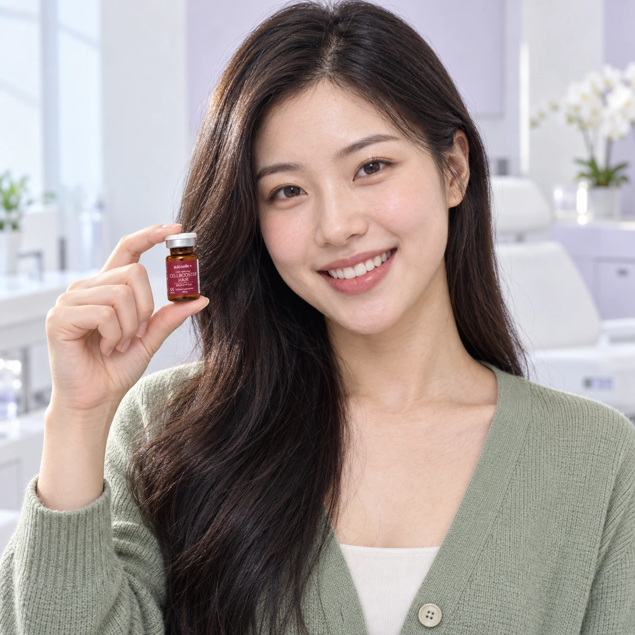 成年模特展示 Cellbooster Hair 頭皮產品