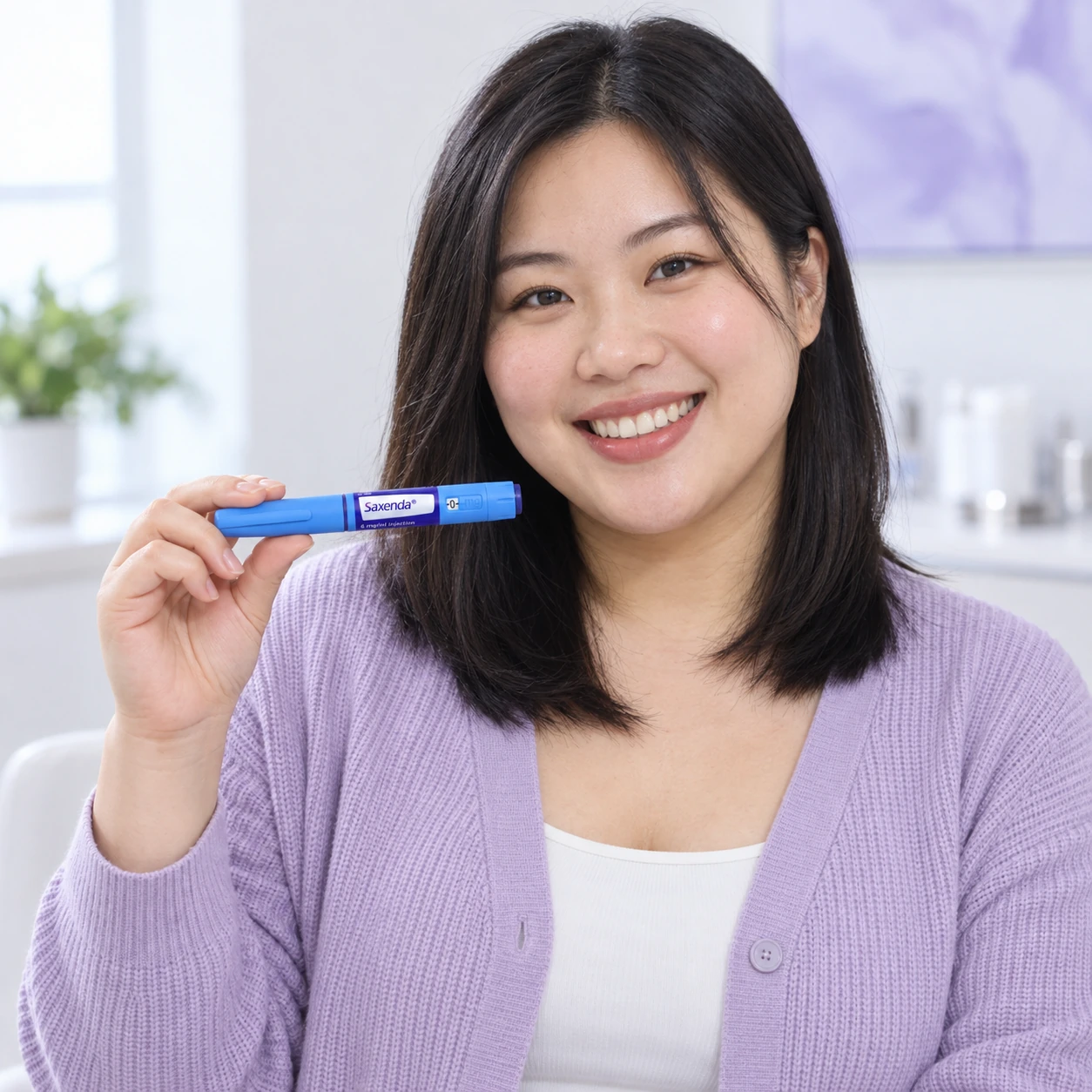 成人模特展示 Saxenda 注射筆