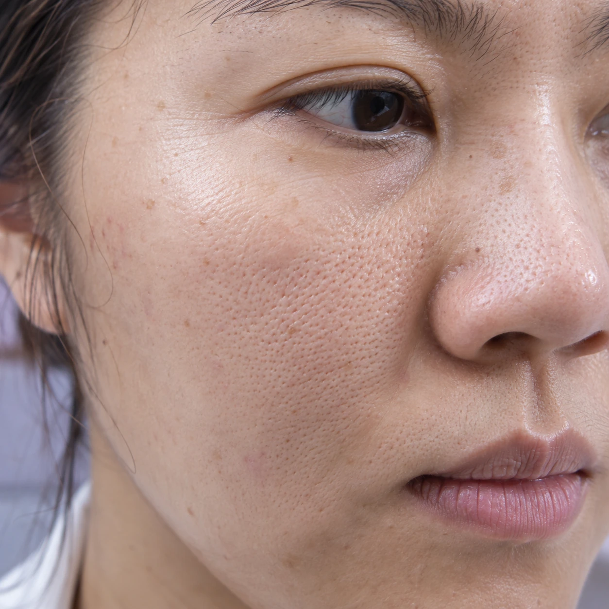 Close-up of visible pores