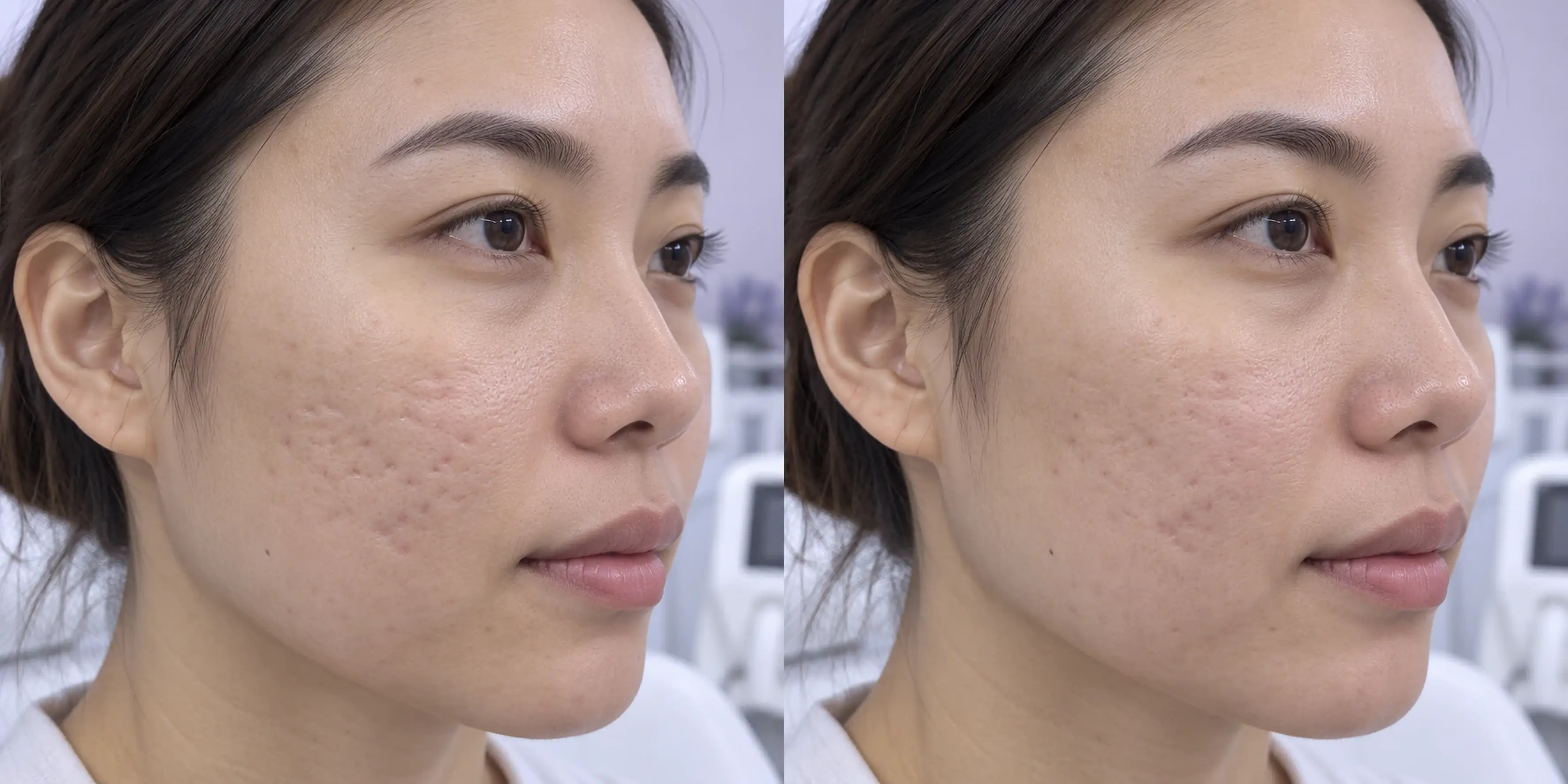 Simulated subtle scar texture change in an adult face