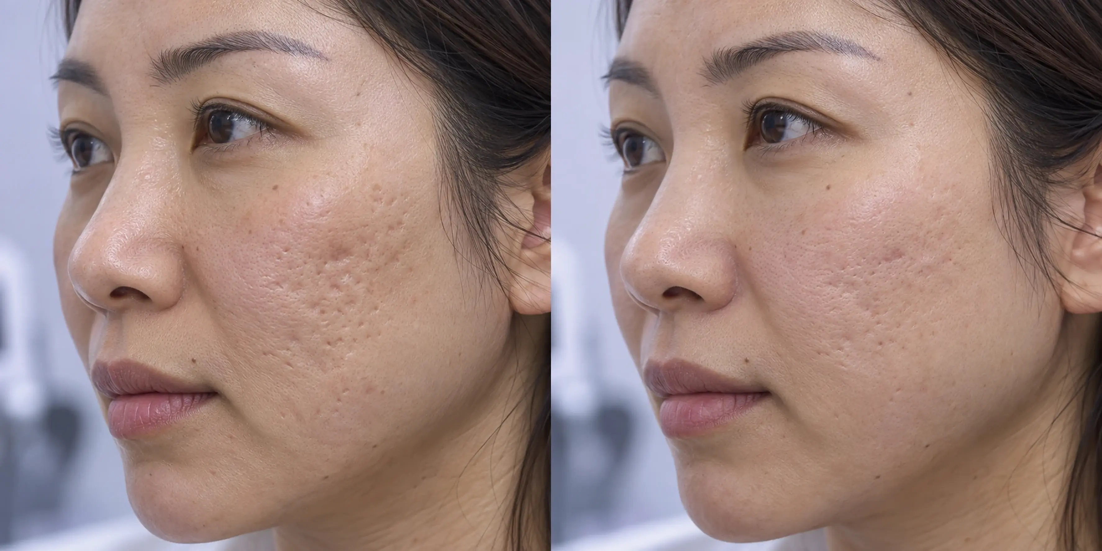More visible scar texture in an adult face