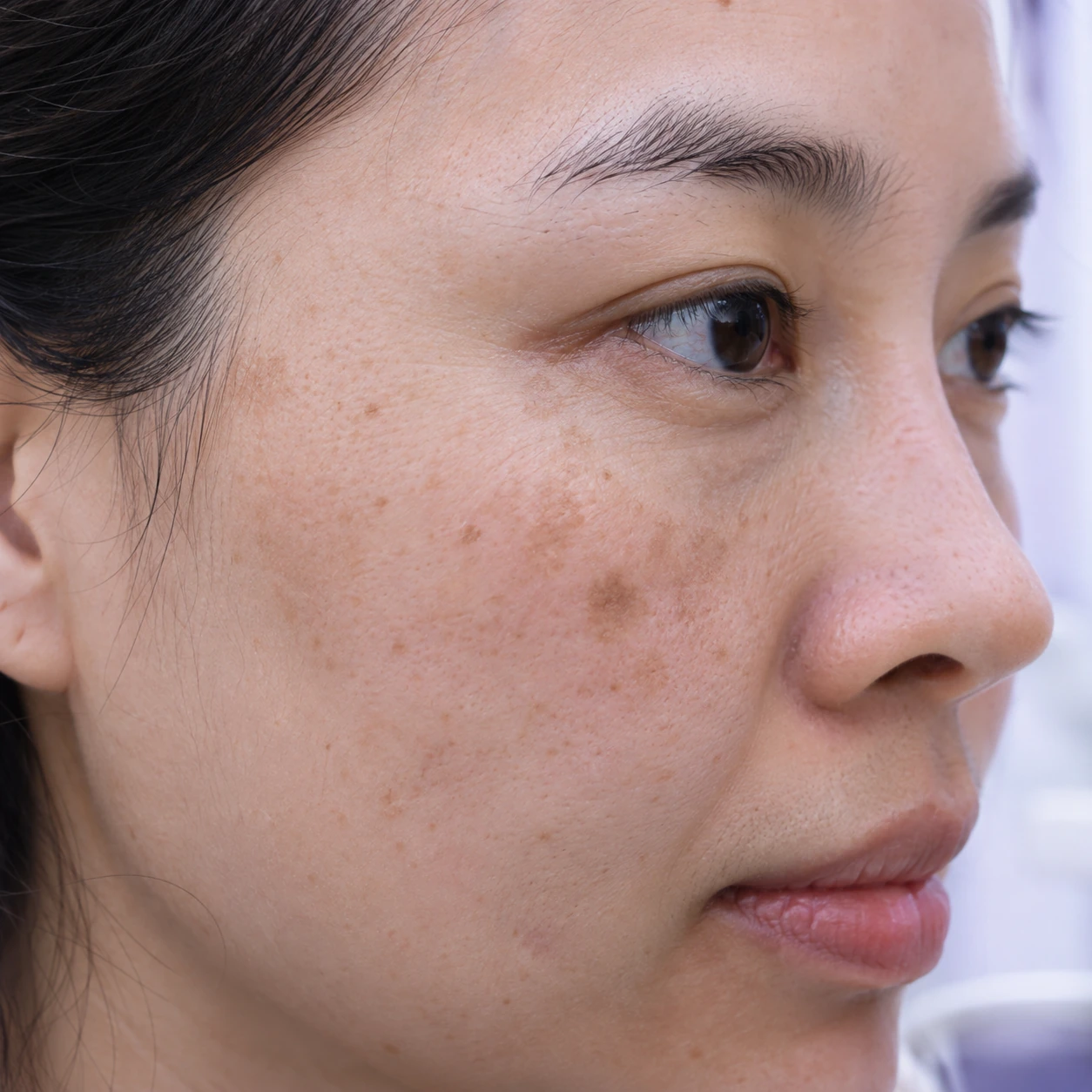 Close-up of brown spots