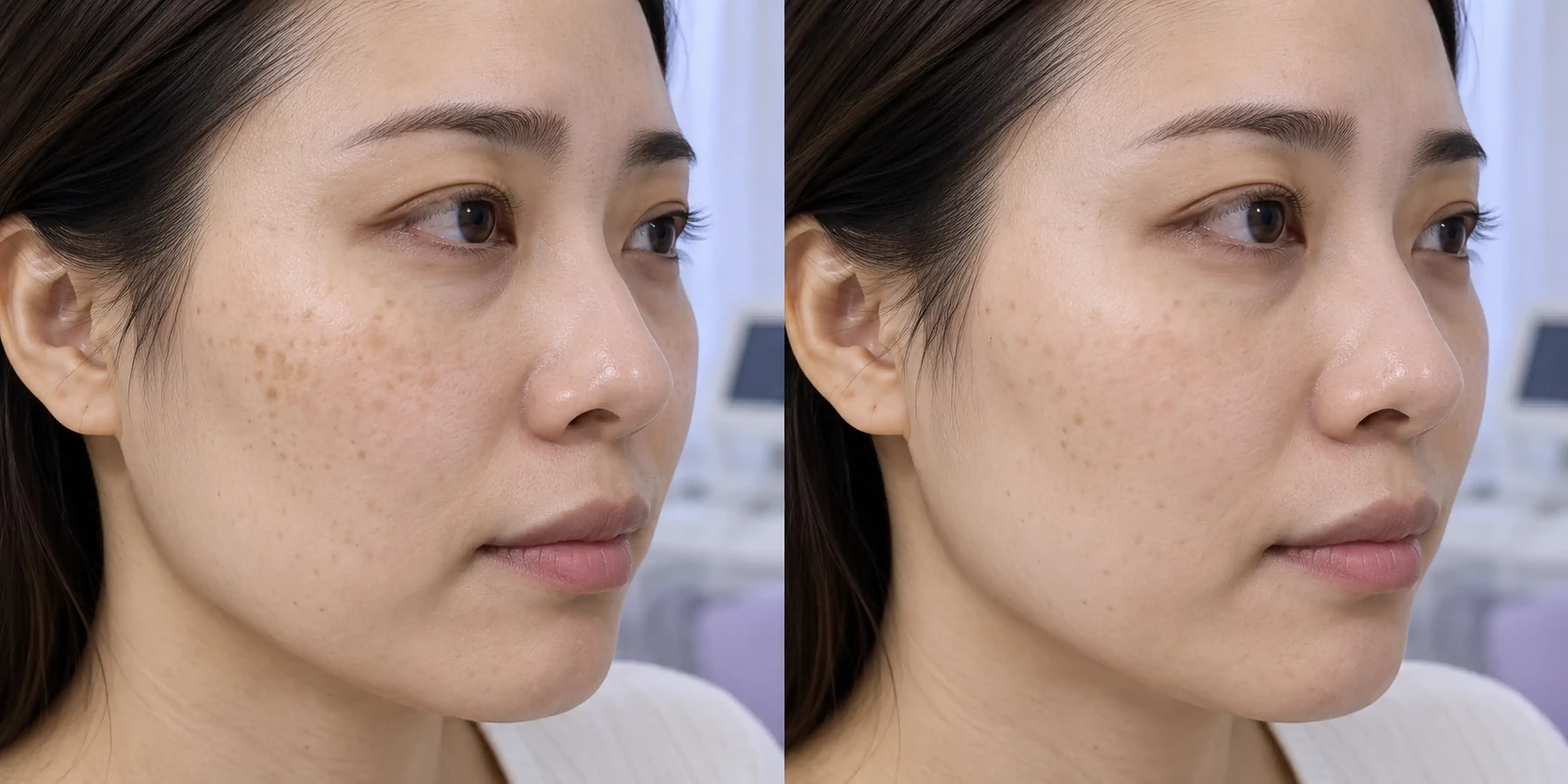 Simulated subtle pigment appearance change in an adult face