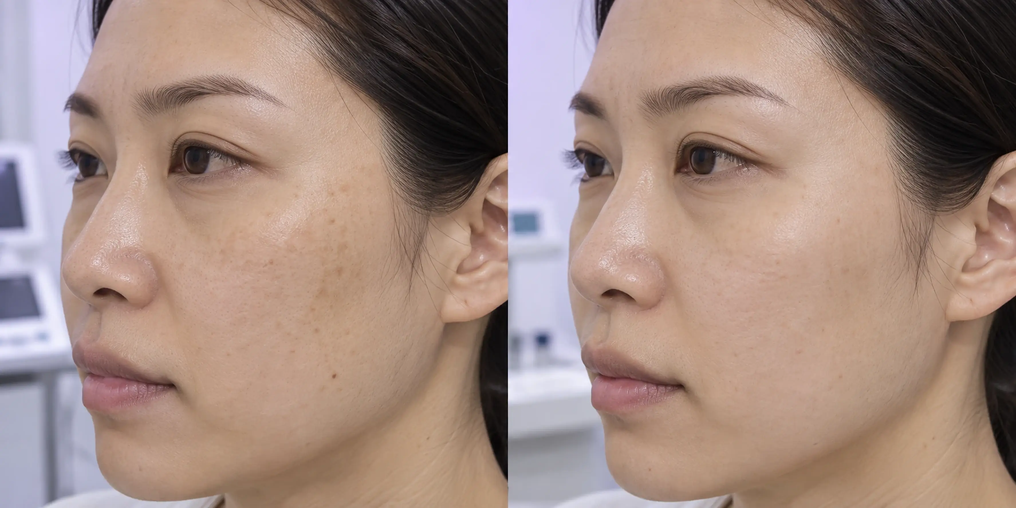 More visible brown marks in an adult face