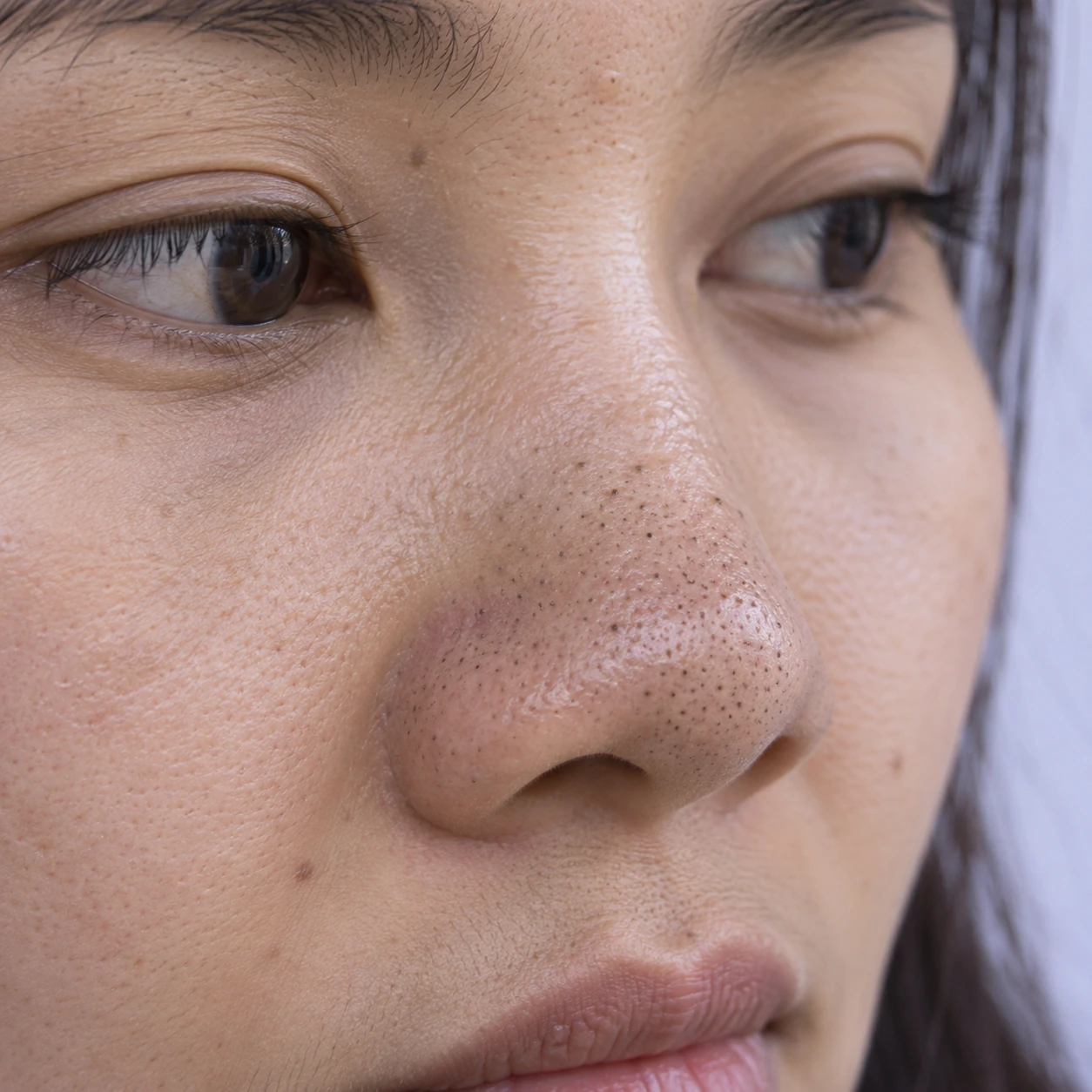 Close-up of blackheads