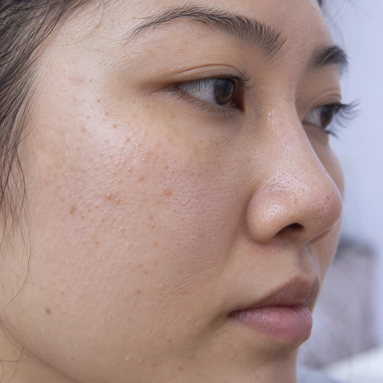 Close-up of comedonal acne