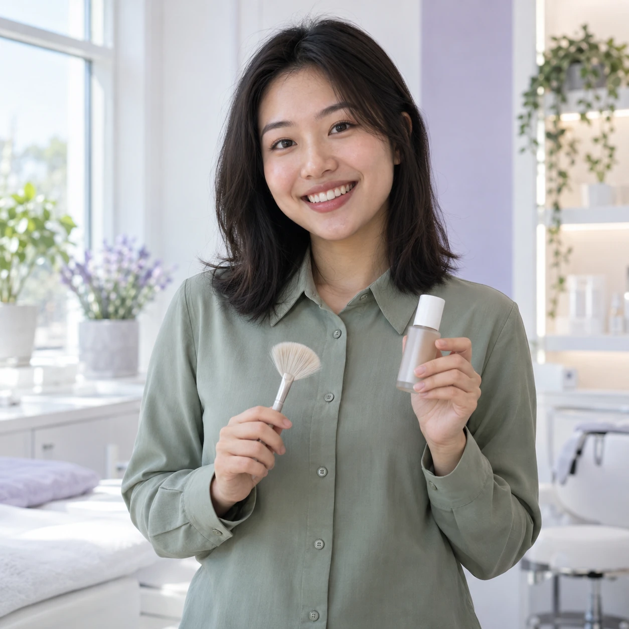 Adult model presenting a topical peel presentation