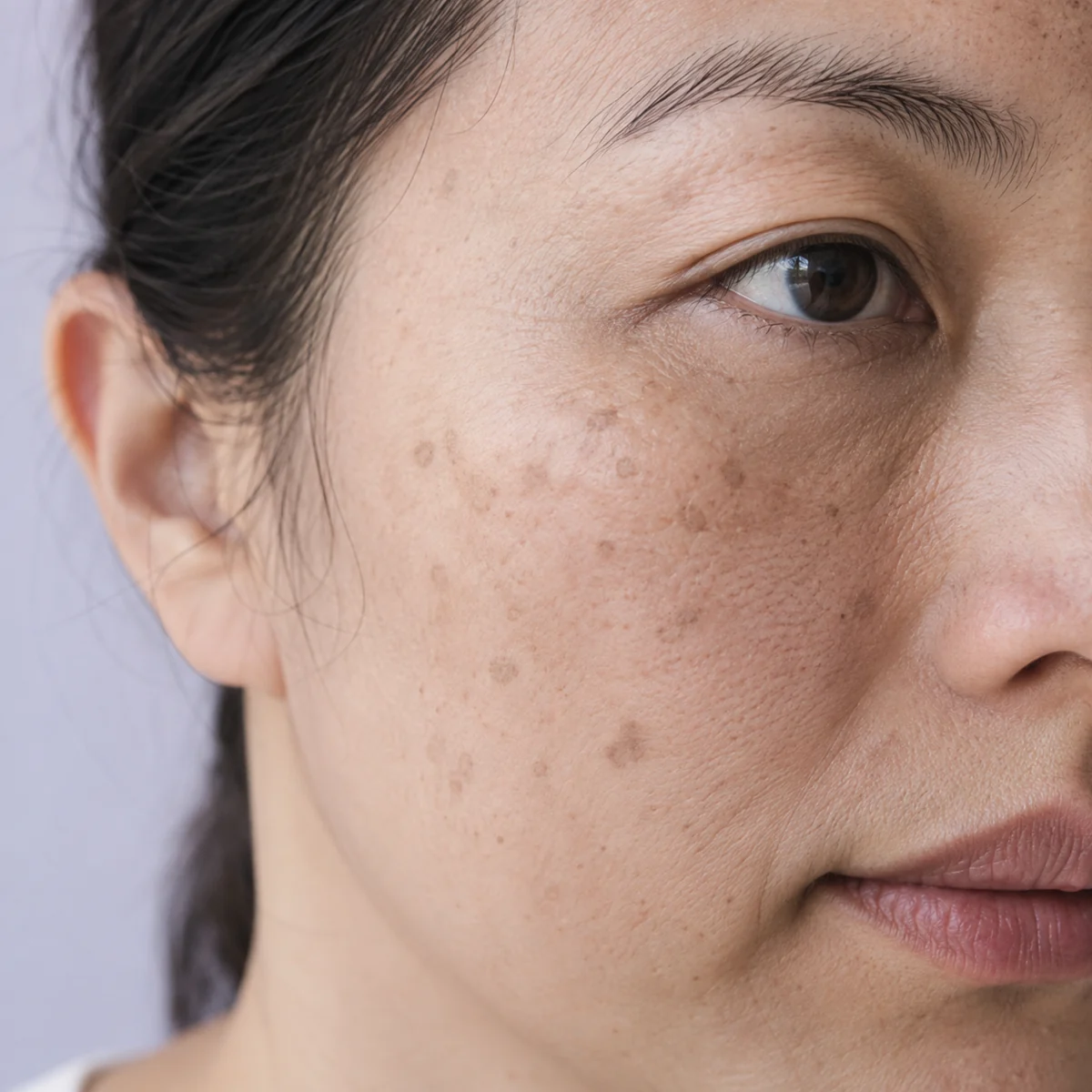 Close-up of flat dark marks