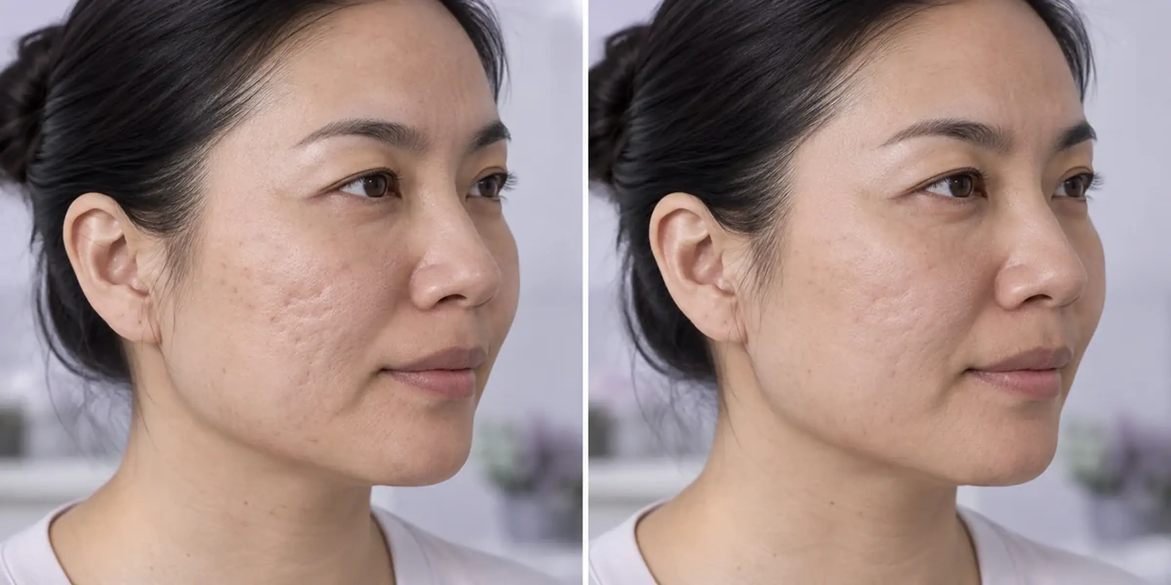 More visible marks and texture on an adult patient’s skin