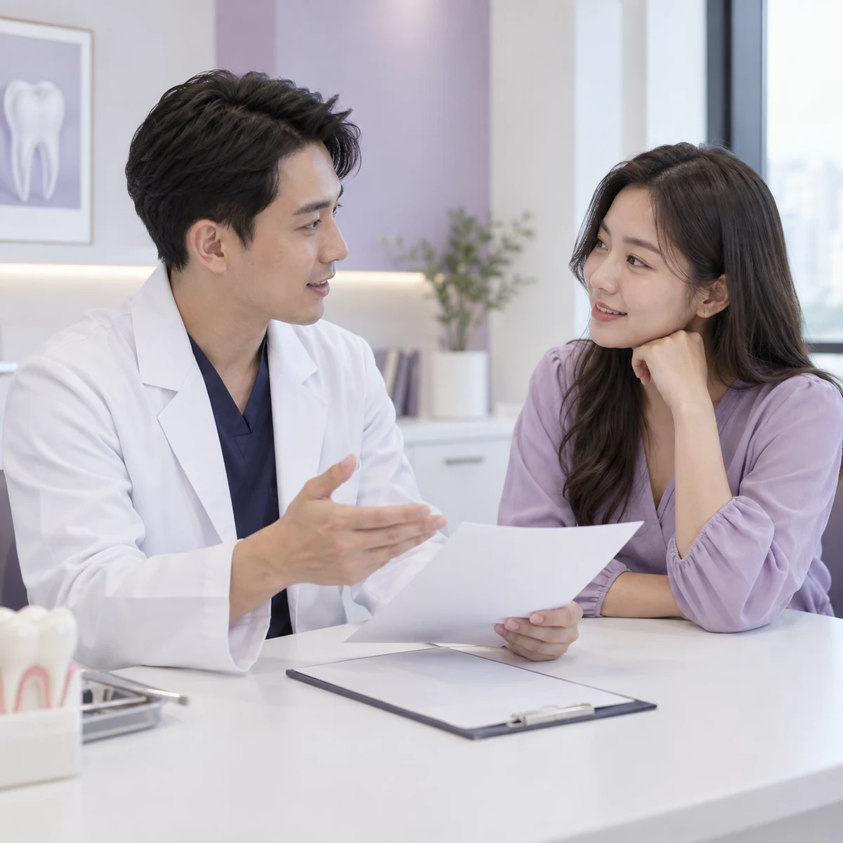 Adult patient discussing Extraction Treatment consultation and follow-up at Eco Botanic
