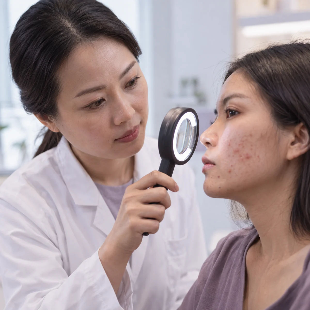 Clinician assessing diagnosis-led prescription discussions in an adult patient