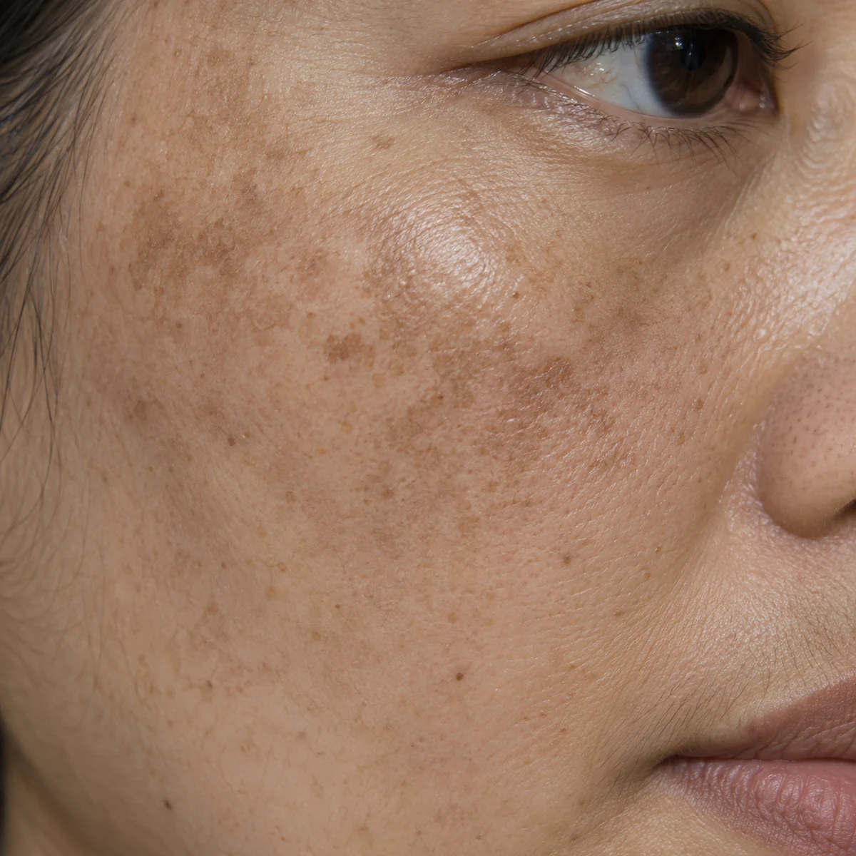 Close-up of melasma patches