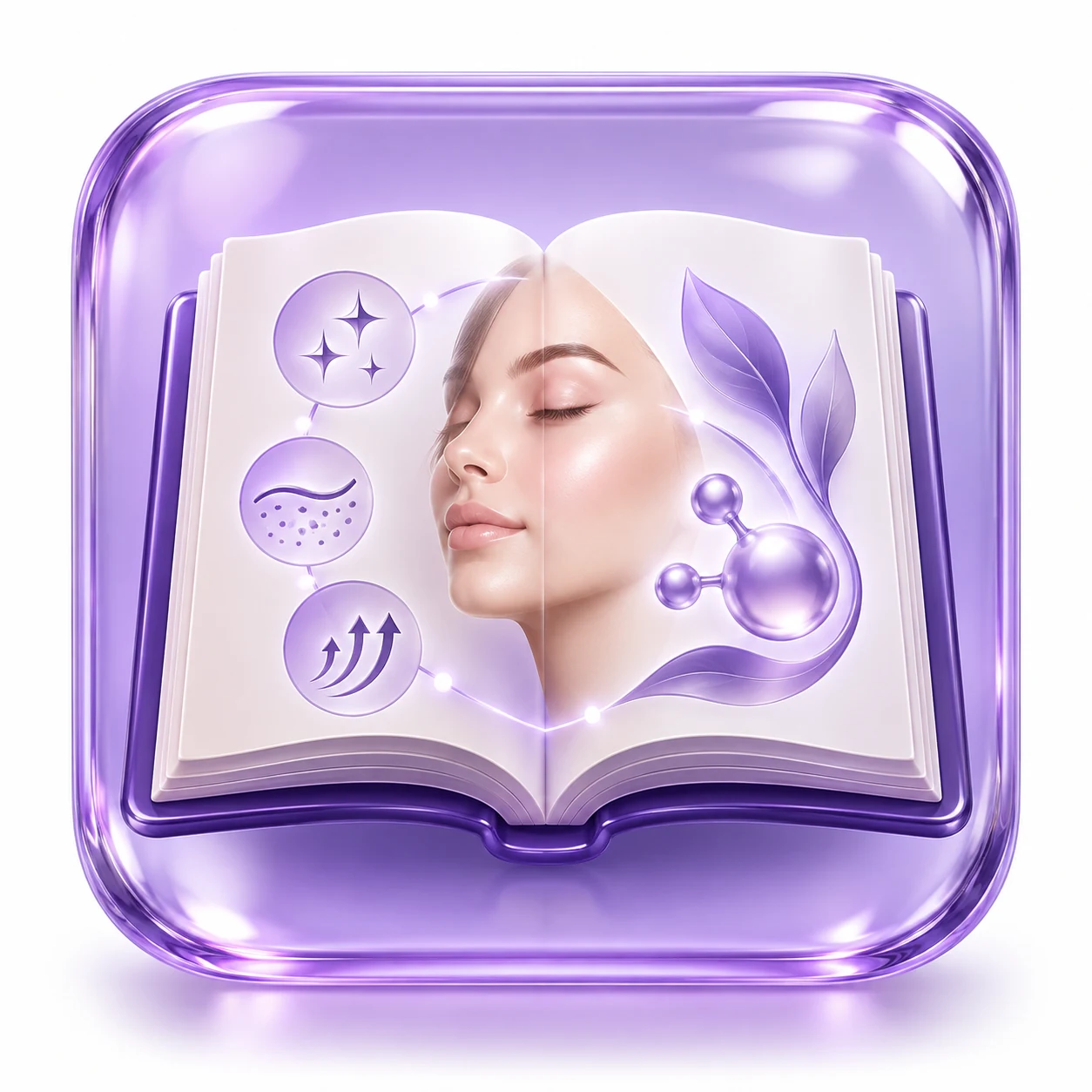 Buku pembelajaran 3D ungu bertema Rawatan Dermashine Pro