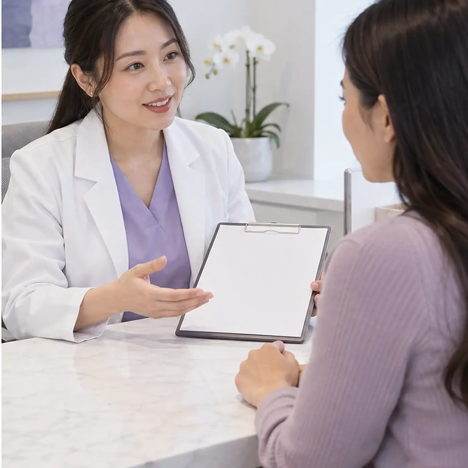 Adult patient discussing Glutathione Chemical Peel consultation and follow-up at Eco Botanic