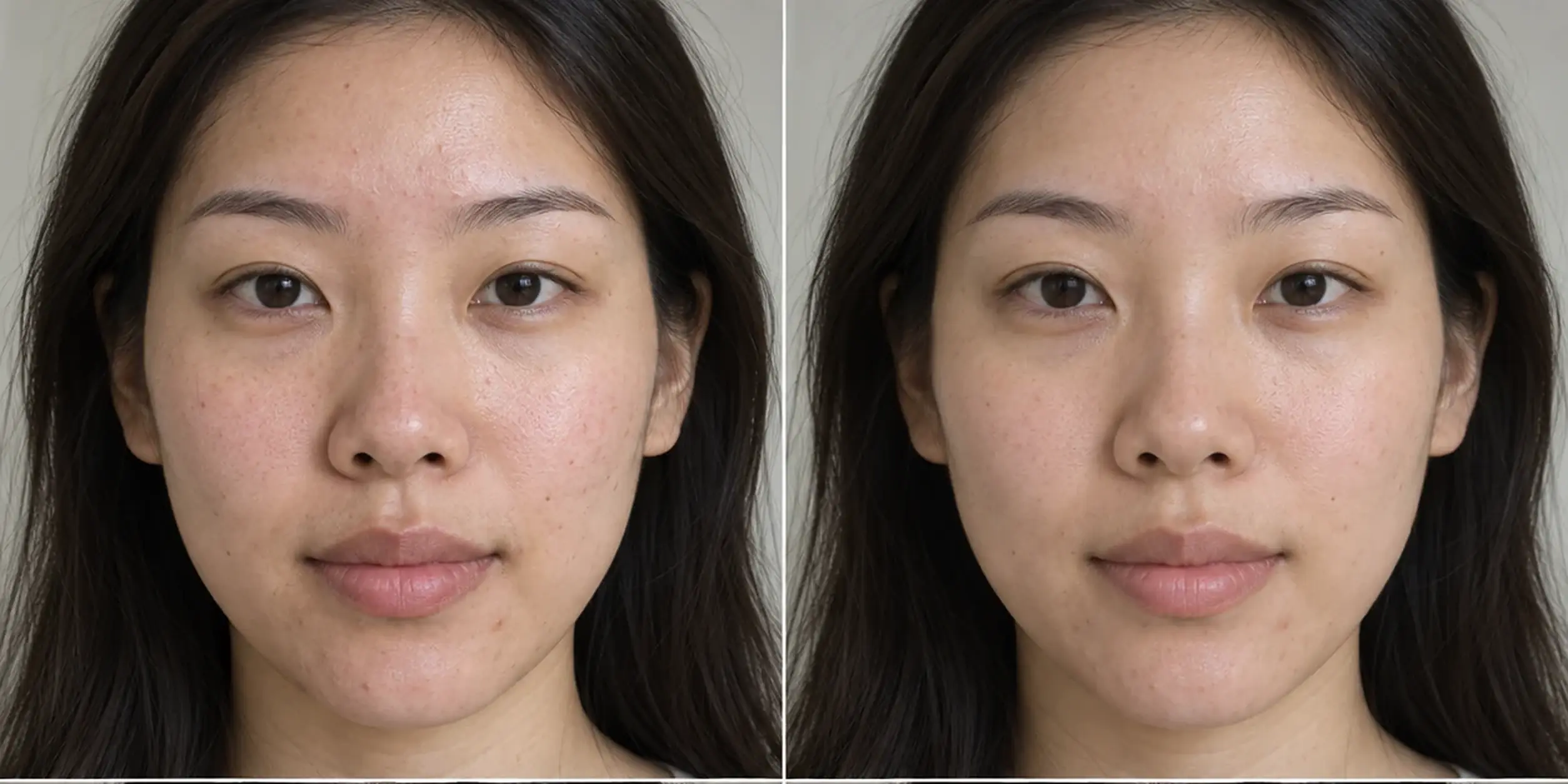 Simulated subtle the selected treatment area before and after a clinician-led plan change in an adult face
