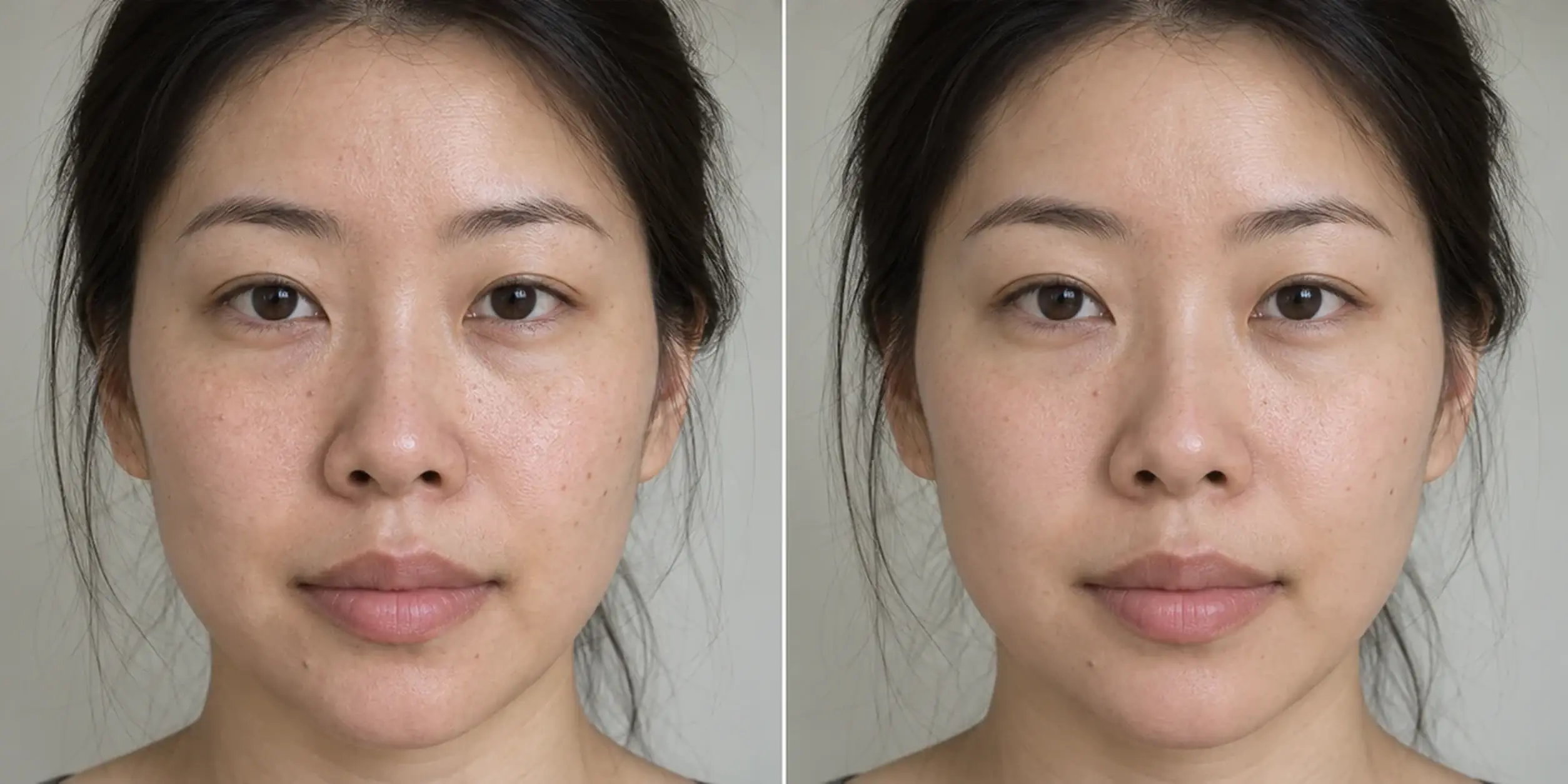 More visible the selected treatment area before and after a clinician-led plan on an adult patient’s skin