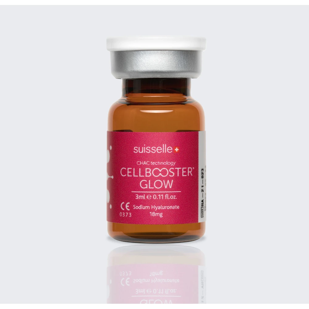 Suisselle 官方产品参考图,展示 CELLBOOSTER GLOW 3 mL 小瓶;本地规格与供应情况须确认