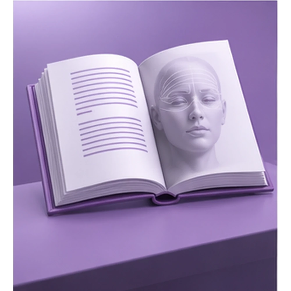 Buku pembelajaran 3D ungu dengan motif HALTOX