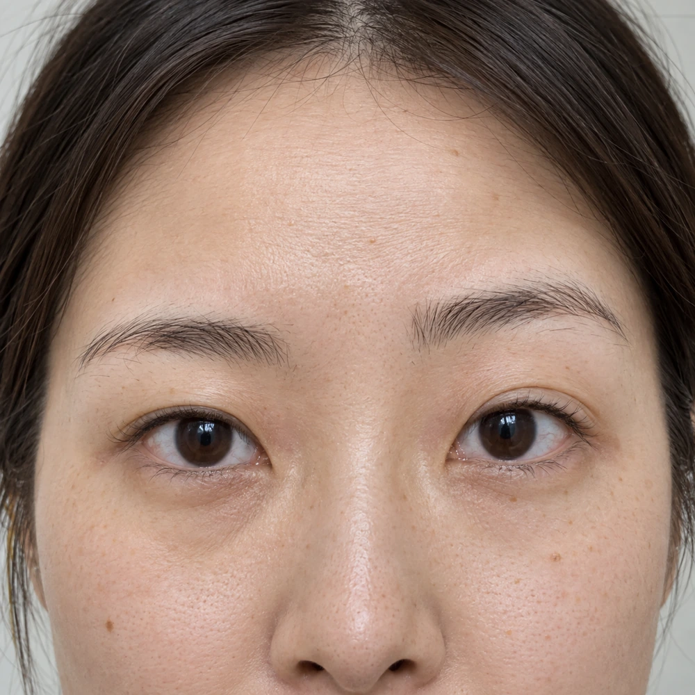 Close-up of brow asymmetry
