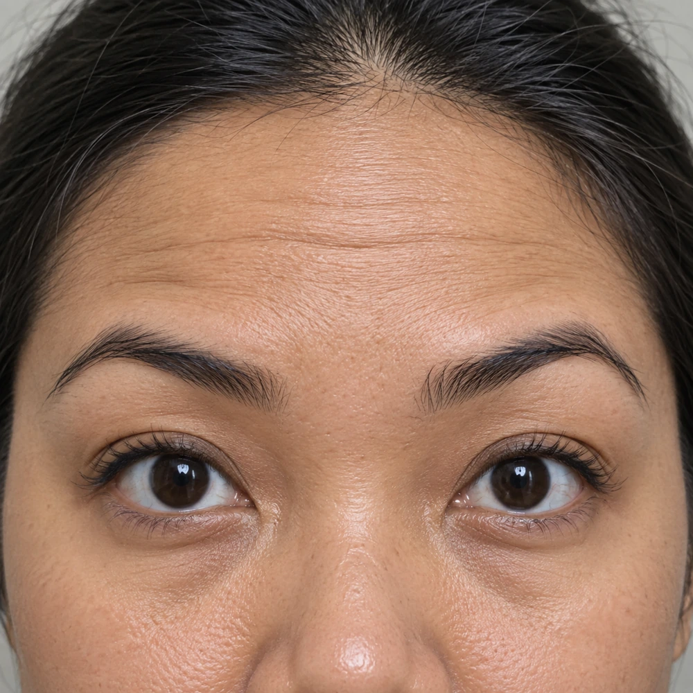 Close-up of forehead compensation