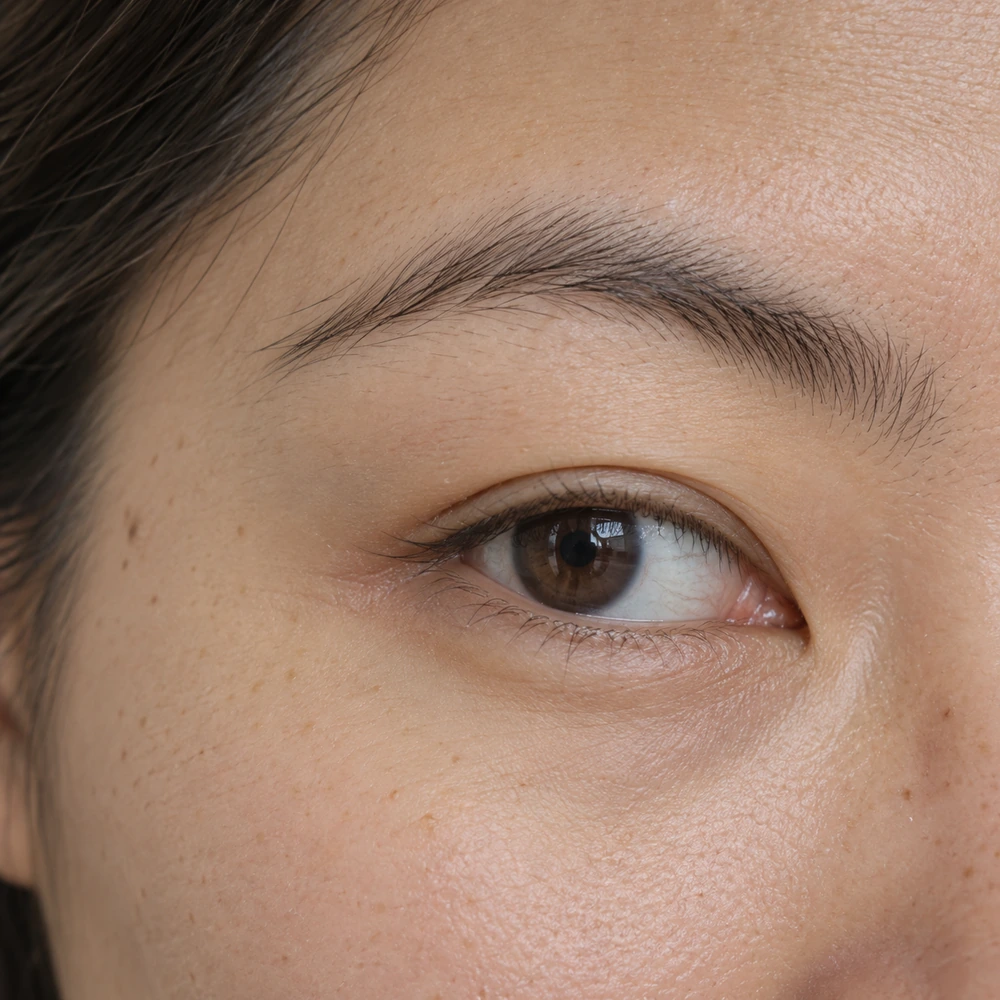 Close-up of upper-lid overlap