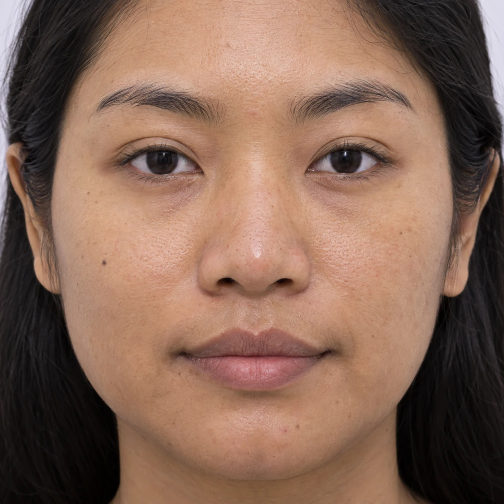 Close-up of facial asymmetry