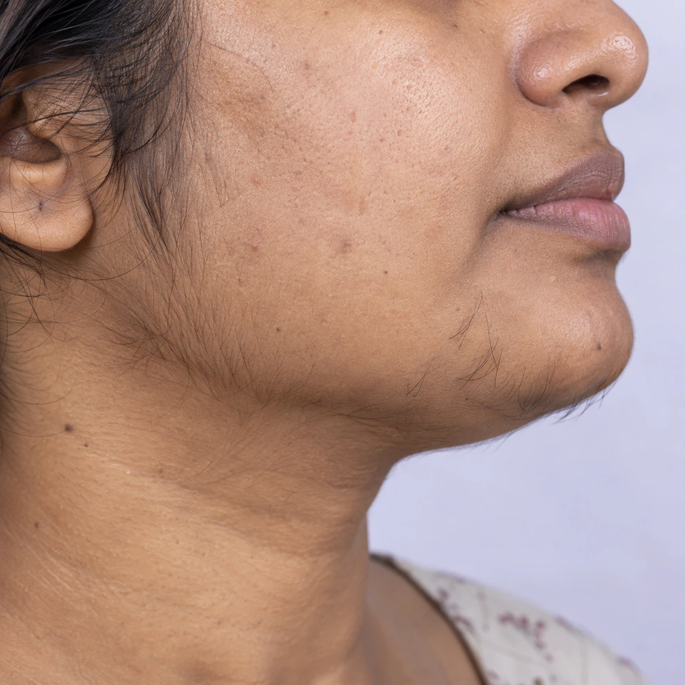 Close-up of coarse unwanted hair